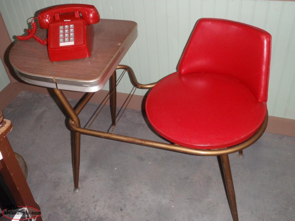 Vintage telephone table with chair discount